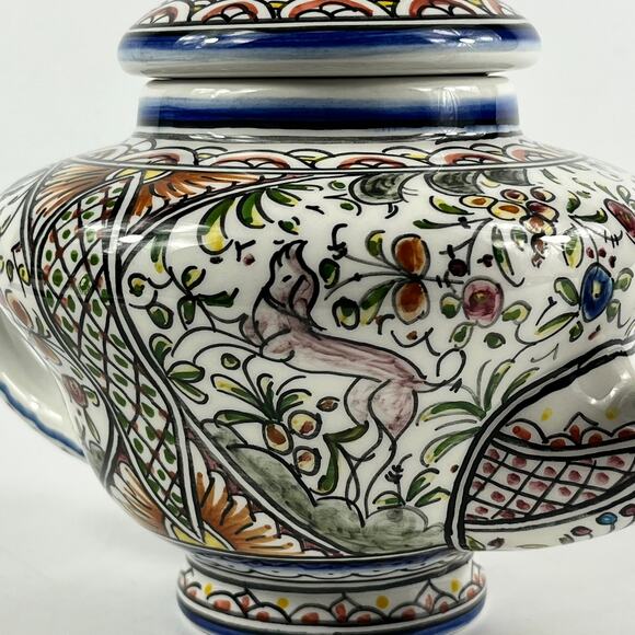 Ceramicas de Coimbra Hand Painted Portugal Floral Teapot 6.5"x9" Folk Art Glazed - Picture 11 of 11